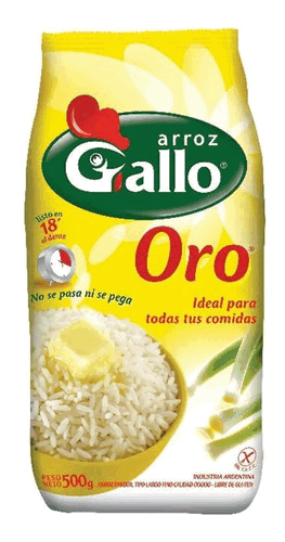 ARROZ GALLO ORO PARBOIL 500grs. BOLSA