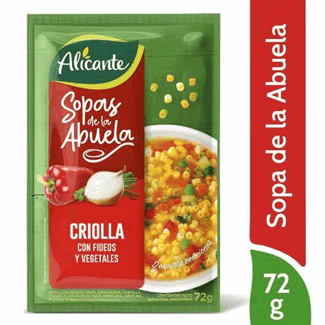 SOPA CRIOLLA Y VEGETALES ALICANE 72grs x 10