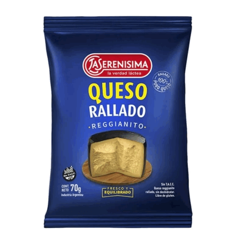 QUESO RALLADO LA SERENISIMA REGIANITO 70grs.