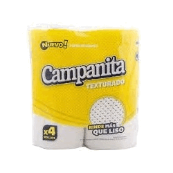 PAPEL HIG. CAMPANITA TEXTURADO X4 ROLLOS