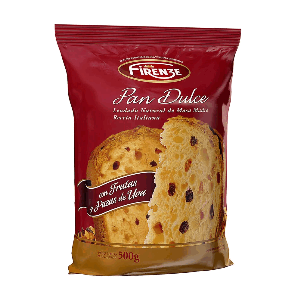 PAN DULCE FIRENZE C/FRUTAS Y PASAS 500grs.