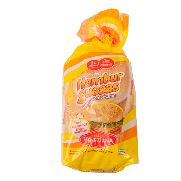 PAN HAMBURGUESAS VENEZIANA C/SESAMO 4U.