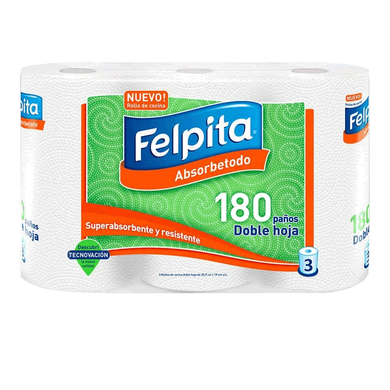 ROLLO DE COCINA FELPITA BCO. 3x60 PAÑOS