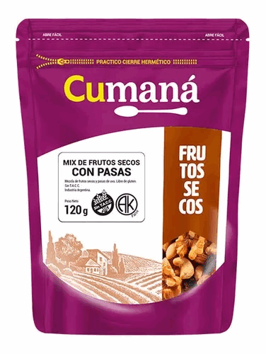 MIX FRUTOS PASAS CUMANA DP 120g