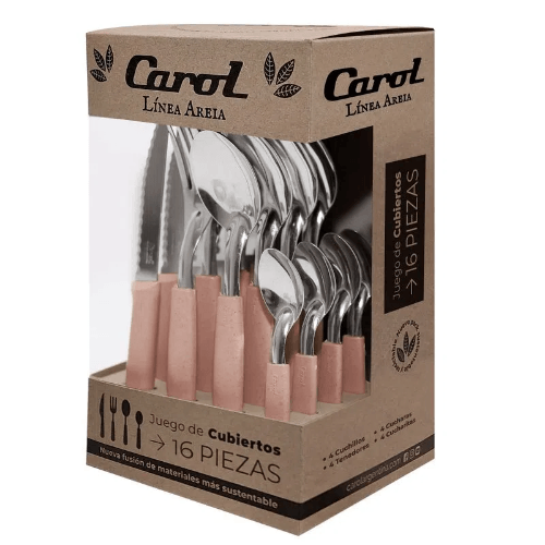 JUEGO DE CUBIERTOS CAROL AREIA X16 ROSA