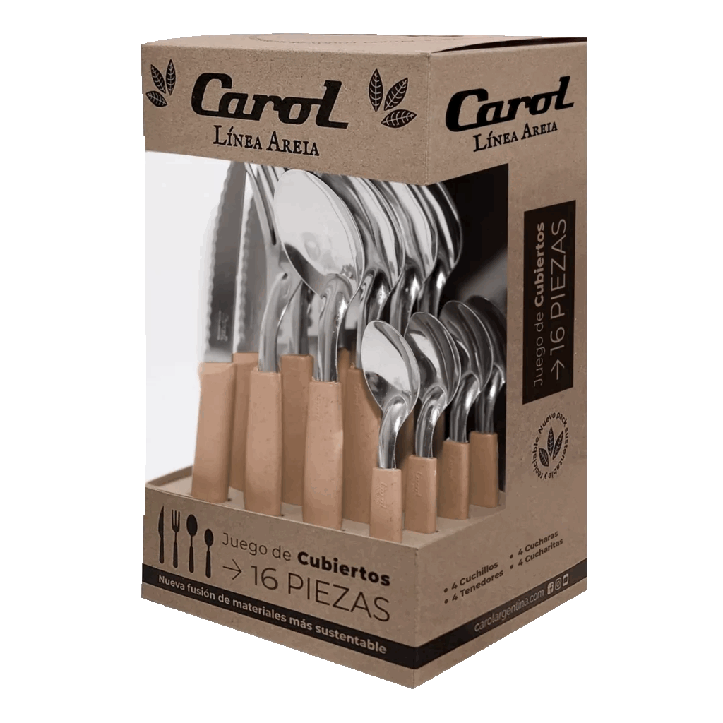JUEGO DE CUBIERTOS CAROL AREIA X16 BEIGE