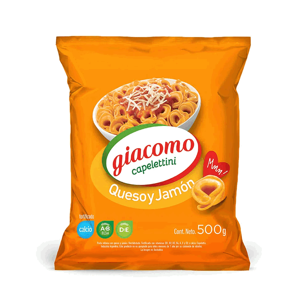 CAPELETTINI GIACOMO QUESO Y JAMON 500grs