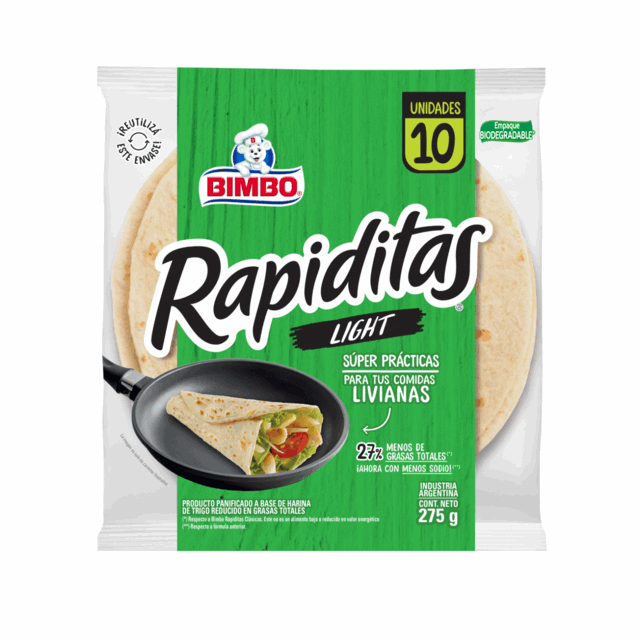 RAPIDITAS BIMBO LIGHT 275g x 10u.