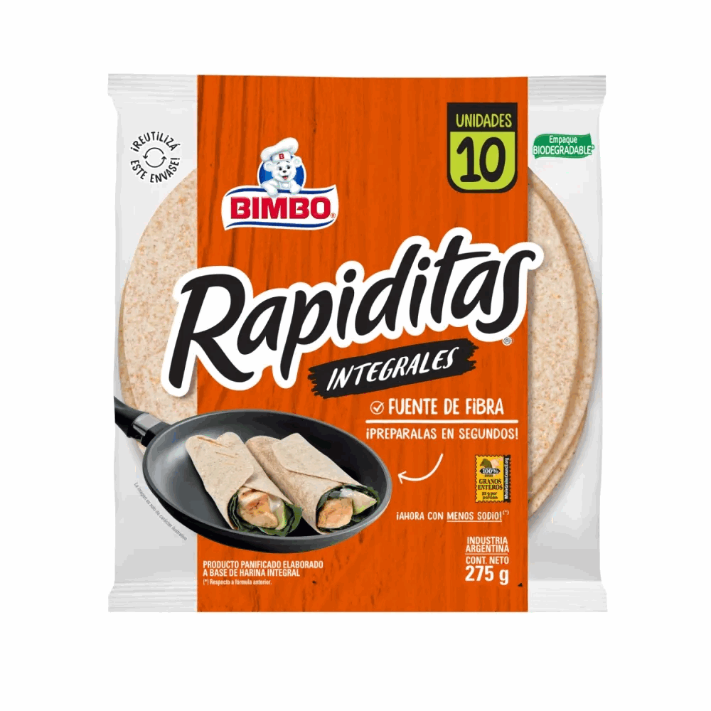 RAPIDITAS BIMBO INTEGRALES 265g x 10u.