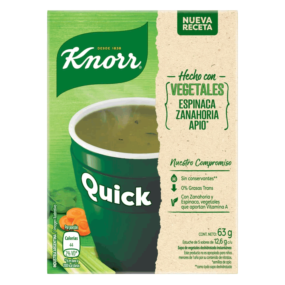SOPA LISTA KNORR VEGETALES 5 x 12.6g