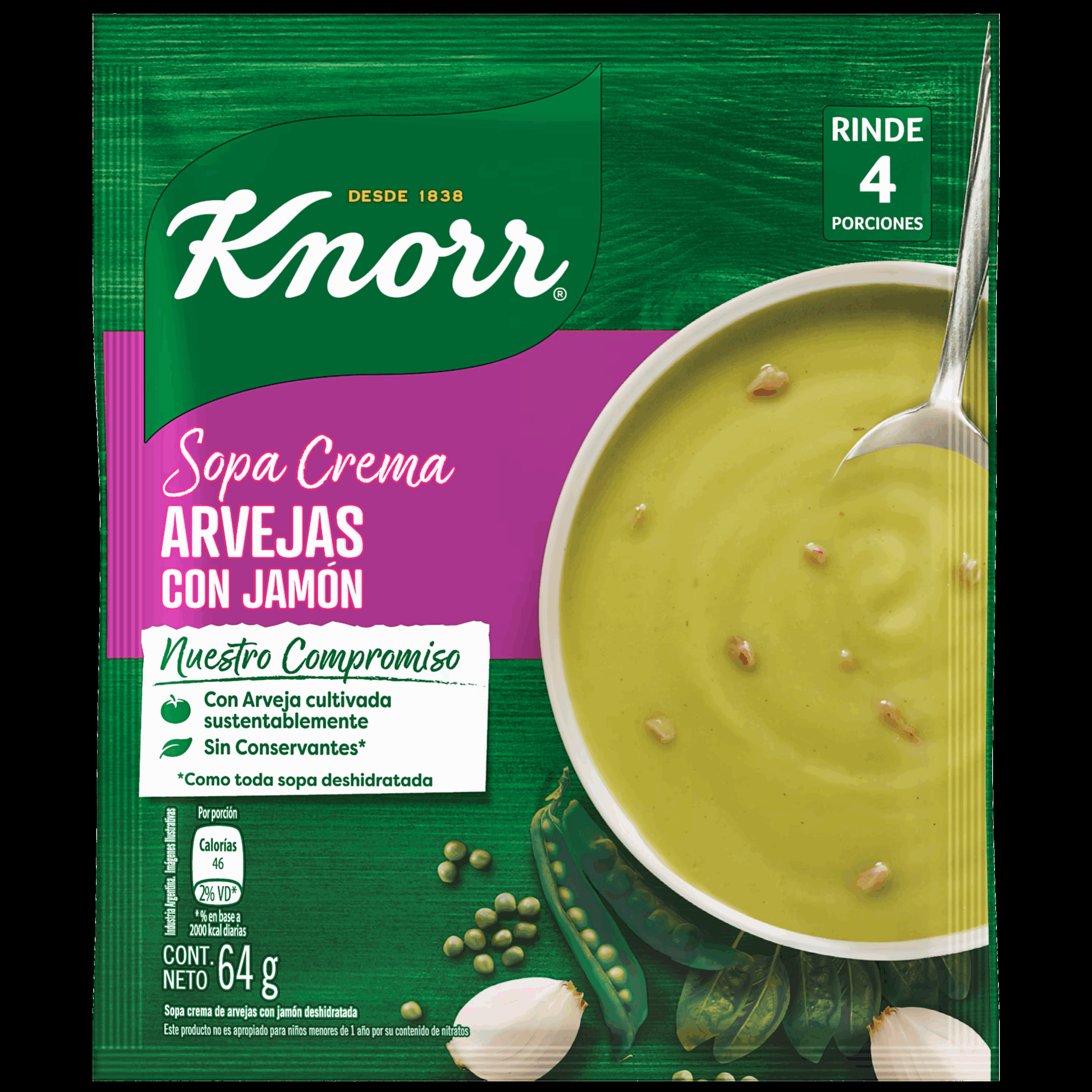 SOPA CREMA KNORR ARVEJAS Y JAMON 95g