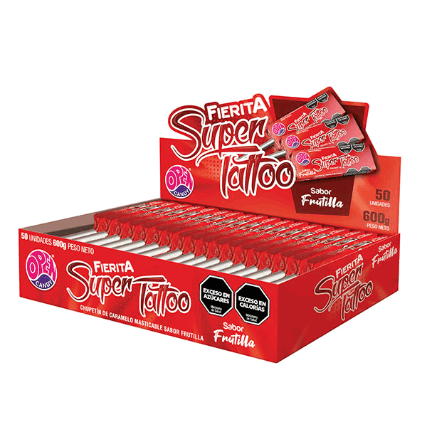 CHUPETIN FIERITA MASTICABLE TATOO FRUTILLA 50u